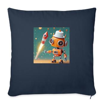 robot –is launching New Year's Eve rockets - Sofa pillowcase 17,3'' x 17,3'' (45 x 45 cm) - navy - Front