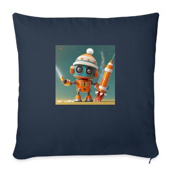 robot is launching New Year's Eve rockets - Sofa pillowcase 17,3'' x 17,3'' (45 x 45 cm) - navy - Front
