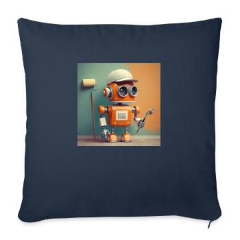 mignon petit robot vintage futuriste orange - Housse de coussin décorative 45 x 45 cm - bleu marine - Devant