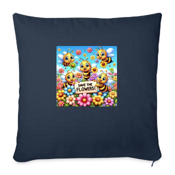 Sauvez les fleurs - Housse de coussin décorative 45 x 45 cm - bleu marine - Devant