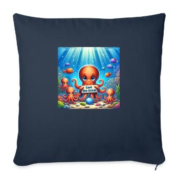 Famille des seiches - Housse de coussin décorative 45 x 45 cm - bleu marine - Devant