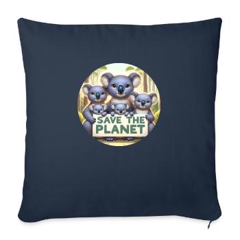 Famille Koala - Housse de coussin décorative 45 x 45 cm - bleu marine - Devant