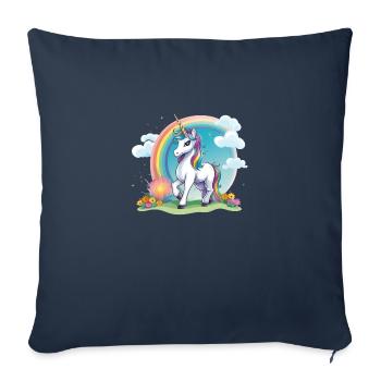Joyeux enfants Licorne arc-en-ciel Logo - Housse de coussin décorative 45 x 45 cm - bleu marine - Devant