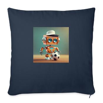 mignon petit robot vintage futuriste orange - jouer - Housse de coussin décorative 45 x 45 cm - bleu marine - Devant