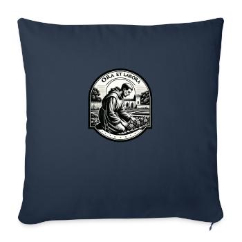 Ora Et Labora - Housse de coussin décorative 45 x 45 cm - bleu marine - Devant