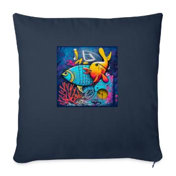 Poisson - Housse de coussin décorative 45 x 45 cm - bleu marine - Devant