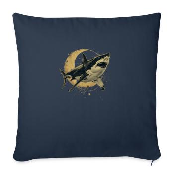 Moon shark - Sofa pillowcase 17,3'' x 17,3'' (45 x 45 cm) - navy - Front