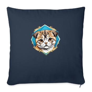 Chat Scottish Fold - Housse de coussin décorative 45 x 45 cm - bleu marine - Devant