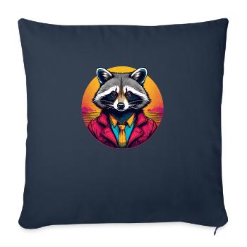 Raton laveur - Housse de coussin décorative 45 x 45 cm - bleu marine - Devant
