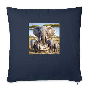 Famille d’éléphants - Housse de coussin décorative 45 x 45 cm - bleu marine - Devant