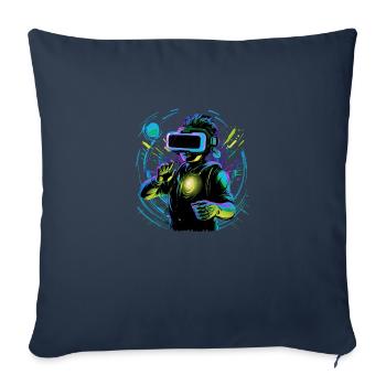 Cybernetic VR Adventure : Expérience immersive - Housse de coussin décorative 45 x 45 cm - bleu marine - Devant