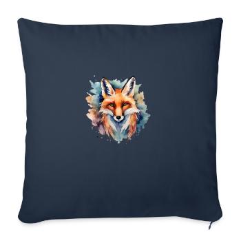 Puissance du renard Sagesse animale - Housse de coussin décorative 45 x 45 cm - bleu marine - Devant