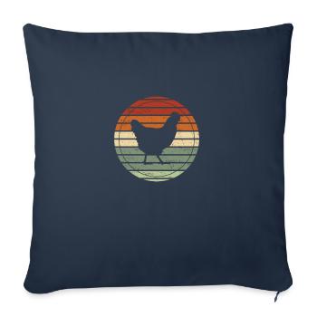 poule rétro -idée cadeau vintage - Housse de coussin décorative 45 x 45 cm - bleu marine - Devant