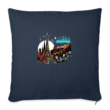 Eiffel Tower Hollywood Magic – City Magic at Nach - Sofa pillowcase 17,3'' x 17,3'' (45 x 45 cm) - navy - Front