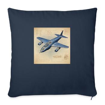 Blueprint of a jet plane - Sofa pillowcase 17,3'' x 17,3'' (45 x 45 cm) - navy - Front
