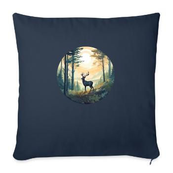 Lonely deer - Sofa pillowcase 17,3'' x 17,3'' (45 x 45 cm) - navy - Front