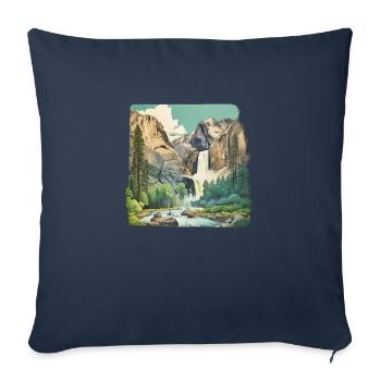 Magnifique paysage de montagne - Housse de coussin décorative 45 x 45 cm - bleu marine - Devant