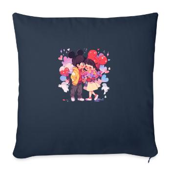 Couple mignon - Housse de coussin décorative 45 x 45 cm - bleu marine - Devant