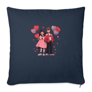 Tourtereaux - Housse de coussin décorative 45 x 45 cm - bleu marine - Devant