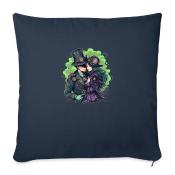 Steampunk Couple - Housse de coussin décorative 45 x 45 cm - bleu marine - Devant