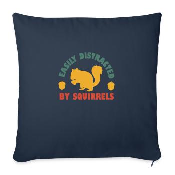 Facilement distrait par les écureuils - Housse de coussin décorative 45 x 45 cm - bleu marine - Devant