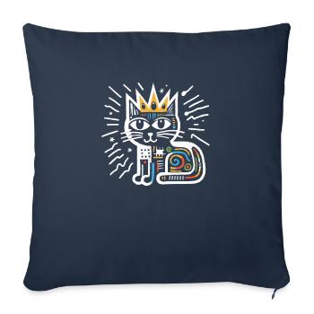 Chat peinture abstraite artwork - Housse de coussin décorative 45 x 45 cm - bleu marine - Devant
