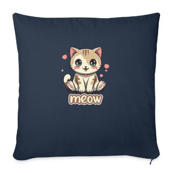 Mignon chat cœur à moustaches par TonzoBeast - Housse de coussin décorative 45 x 45 cm - bleu marine - Devant