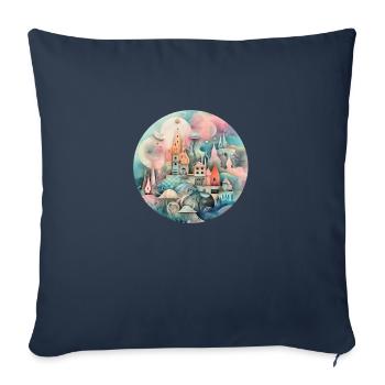 Collage d’un village fantaisiste - Housse de coussin décorative 45 x 45 cm - bleu marine - Devant