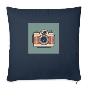 Appareil photo vintage #1 - Housse de coussin décorative 45 x 45 cm - bleu marine - Devant