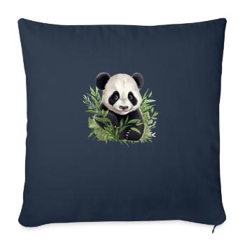 Panda mignon jetant un coup d’œil hors d’un buisson - Housse de coussin décorative 45 x 45 cm - bleu marine - Devant