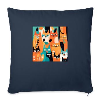 Boho Cats Abstrakt Plants - Sofakissenbezug 45 x 45 cm - Navy - Vorne