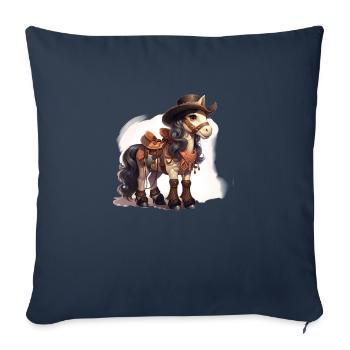 Poney occidental puissant - Housse de coussin décorative 45 x 45 cm - bleu marine - Devant