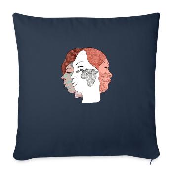 Les trois femmes n°2 - Housse de coussin décorative 45 x 45 cm - bleu marine - Devant