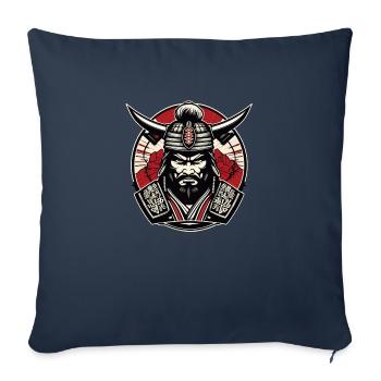 Logo de gymnase de samouraï, motif de samouraï, conception de samouraï - Housse de coussin décorative 45 x 45 cm - bleu marine - Devant
