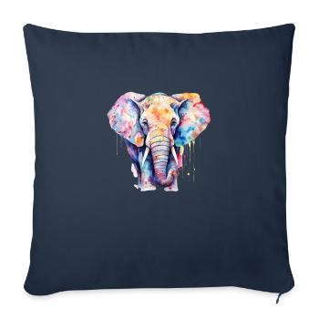 Aquarelle Éléphant - Housse de coussin décorative 45 x 45 cm - bleu marine - Devant