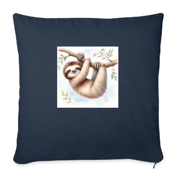 Paresseux à l’aquarelle - Housse de coussin décorative 45 x 45 cm - bleu marine - Devant