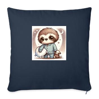 Paresseux fatigué - Housse de coussin décorative 45 x 45 cm - bleu marine - Devant