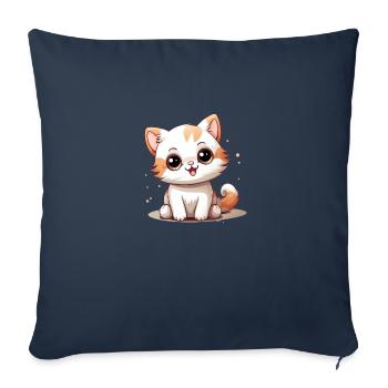 Chat Logo Chat Mignon - Housse de coussin décorative 45 x 45 cm - bleu marine - Devant
