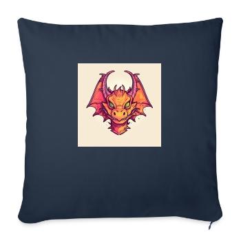 Dragon de dessin animé rouge - Housse de coussin décorative 45 x 45 cm - bleu marine - Devant