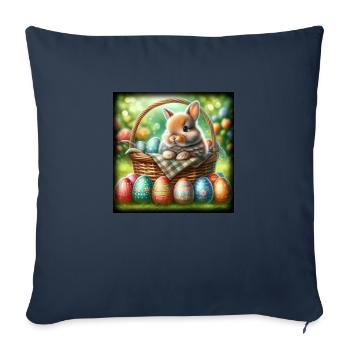 A cute bunny sits in a basket - Sofa pillowcase 17,3'' x 17,3'' (45 x 45 cm) - navy - Front