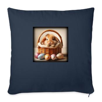 Un lapin mignon dans un panier - Housse de coussin décorative 45 x 45 cm - bleu marine - Devant