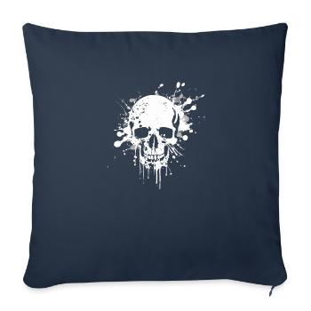 gesprenkelter Totenkopf in weiß - Sofakissenbezug 45 x 45 cm - Navy - Vorne