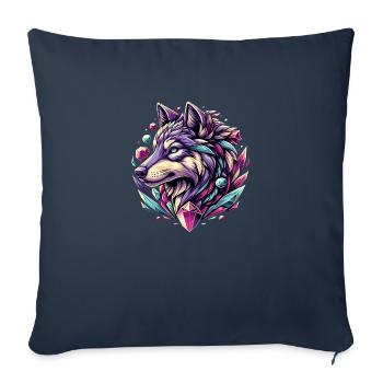 Digital Art - Majestic Wolf Head with Gemstone - Sofa pillowcase 17,3'' x 17,3'' (45 x 45 cm) - navy - Front