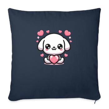 Coeur de chien chiot mignon - Housse de coussin décorative 45 x 45 cm - bleu marine - Devant