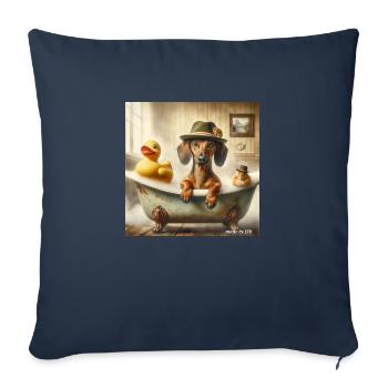 L’amour du teckel, tout pour le teckel - Housse de coussin décorative 45 x 45 cm - bleu marine - Devant