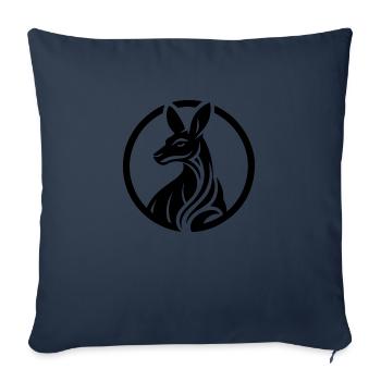 Logo kangourou en noir et blanc - Housse de coussin décorative 45 x 45 cm - bleu marine - Devant