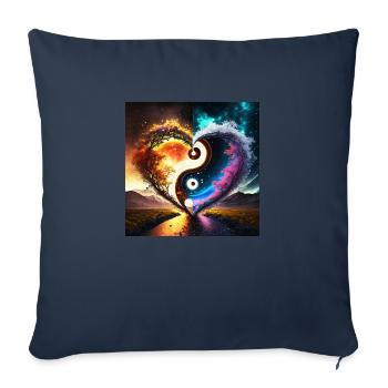 Firefly love ying yang - Housse de coussin décorative 45 x 45 cm - bleu marine - Devant