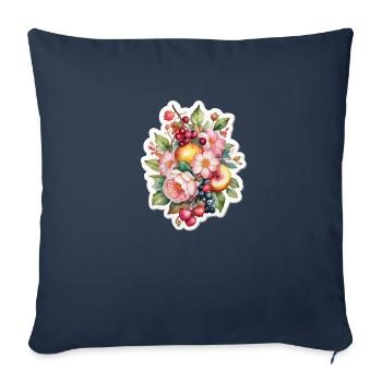 Blumen und Obst - Sofakissenbezug 45 x 45 cm - Navy - Vorne