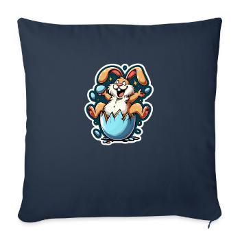 Lapin de Pâques Drôle - Housse de coussin décorative 45 x 45 cm - bleu marine - Devant