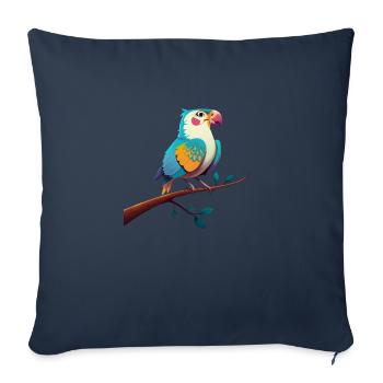 Illustration eines Papageis auf einem Ast - Sofakissenbezug 45 x 45 cm - Navy - Vorne
